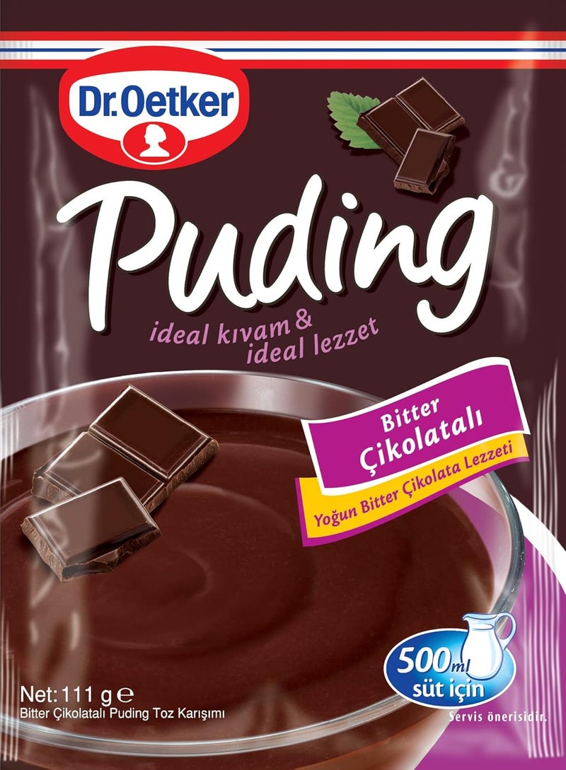 Dr. Oetker خليط بودينغ الشوكولاتة المر من دكتور أوتكر، 111 جرام - عبوة 24 كيس - Image 1